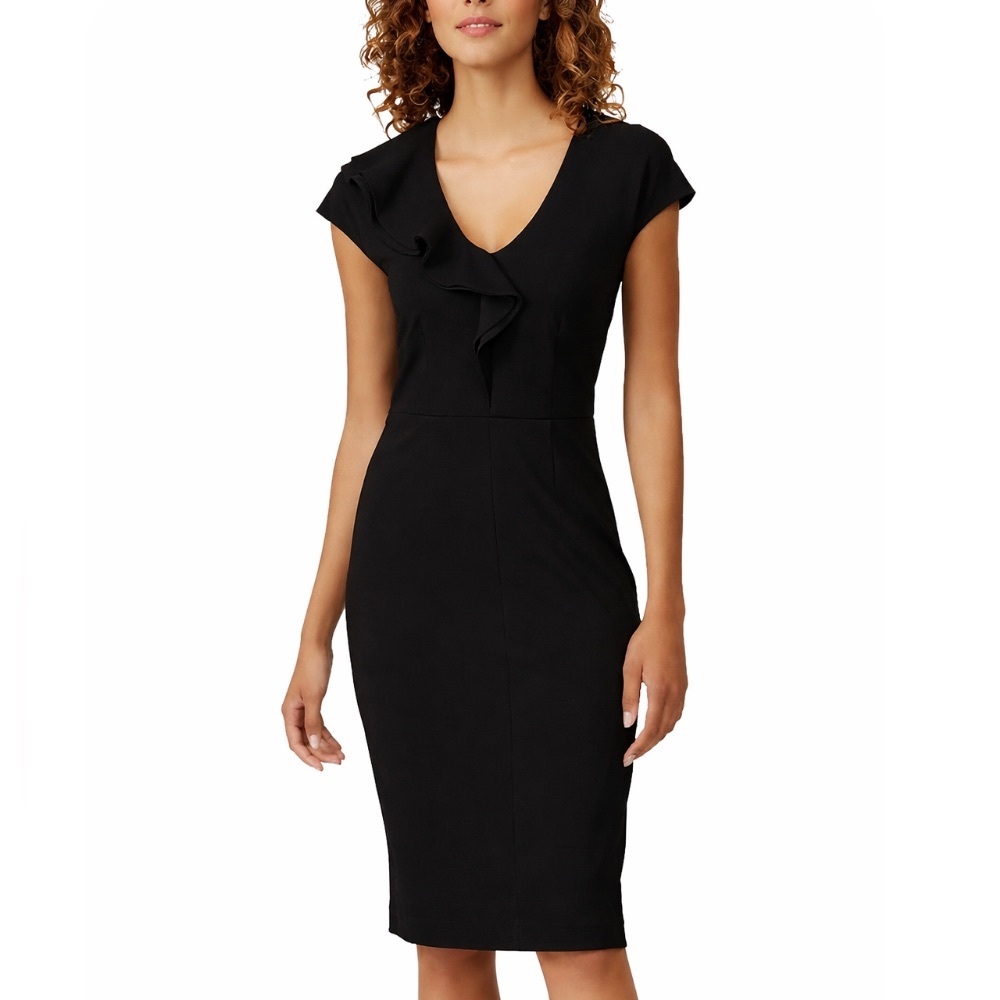 Kate Spade Black Ruffle Matte Crepe Dress (LBD) - Size 6